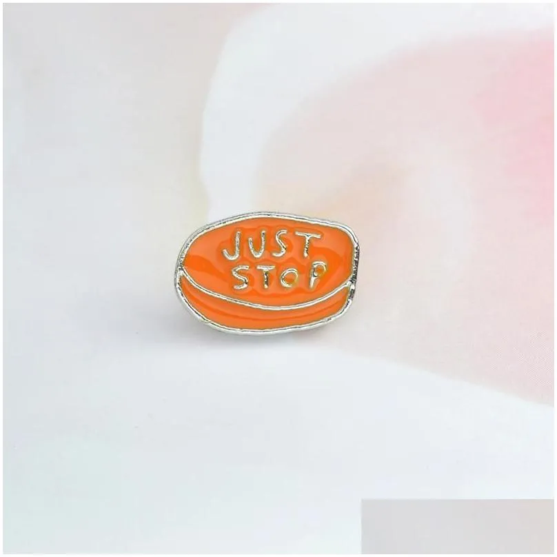 just stop enamel lapel pins jewelry cartoon student backpack  accessory button broach girl pin badge