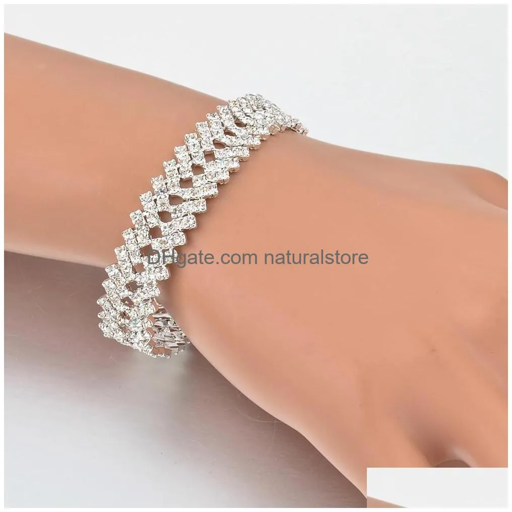 new rhinestone crystal bracelets for women fashion silver bracelets bangles bridal wedding jewelry