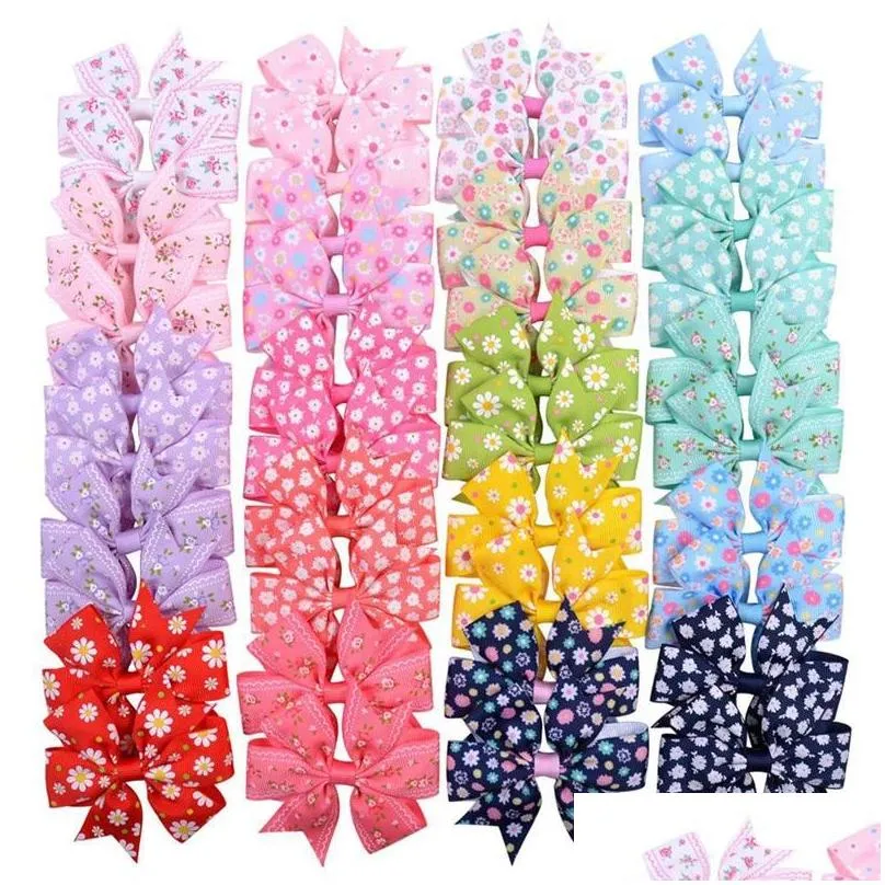 20 colors hair bows 3.2 inch bow flower design girl clippers woman fashion lovely girls hairs clips hair accessory 496 k2