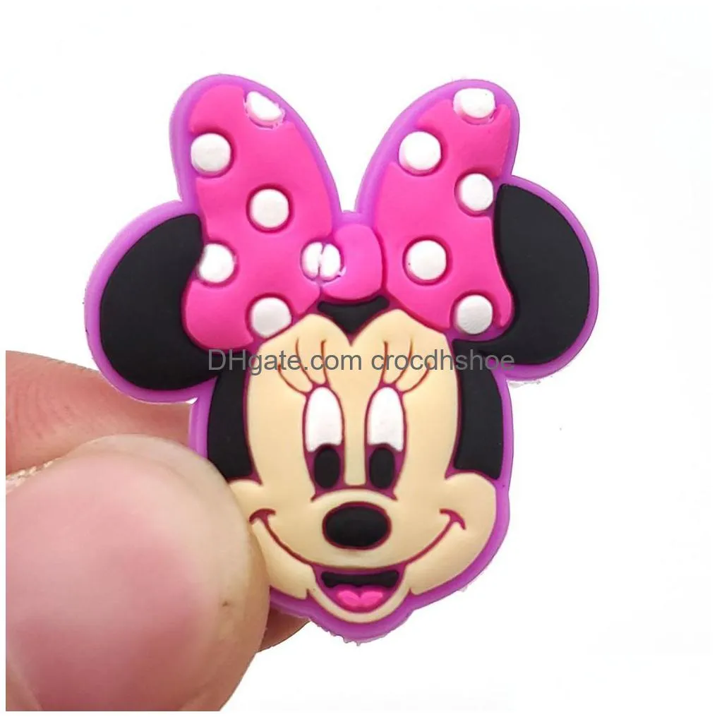 anime charms wholesale cute mouse duck bow cartoon croc charms shoe accessories pvc decoration buckle soft rubber clog charms fast