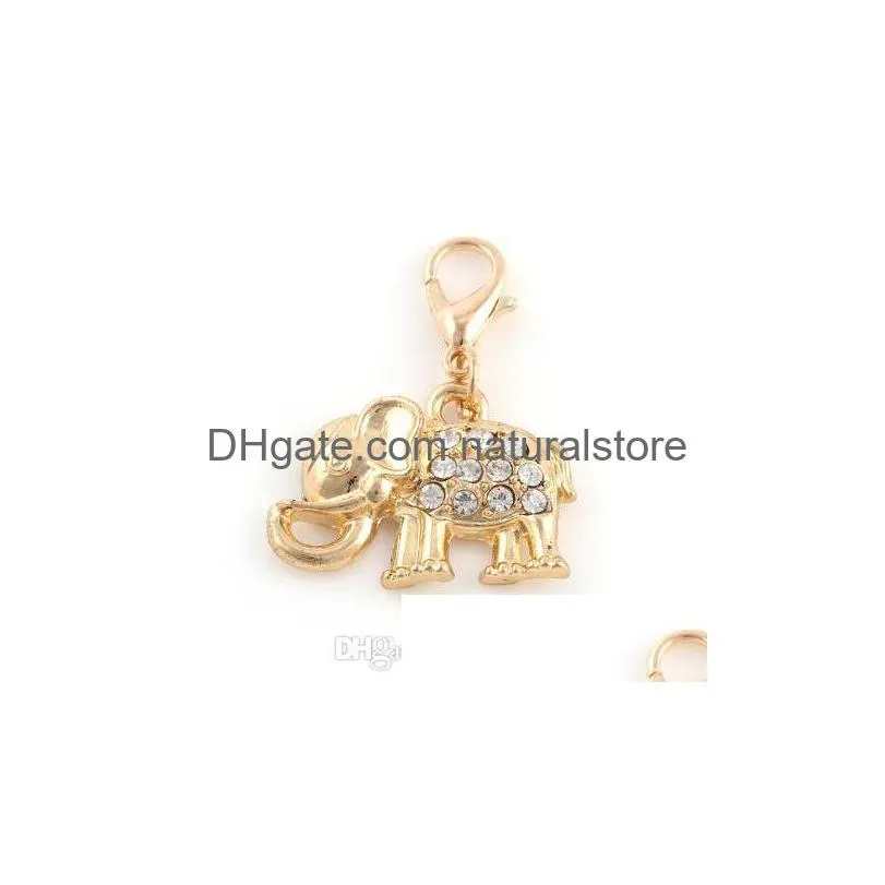 20pcs/lot 16x33mm gold silver color animal elephant hang pendant charms fit for magnetic memory floating locket