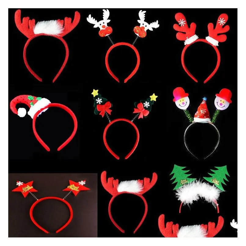 christmas decorations headbands reindeer antlers hairband xmas kids baby hairhoop party decor headwear hair accessories gift navidad