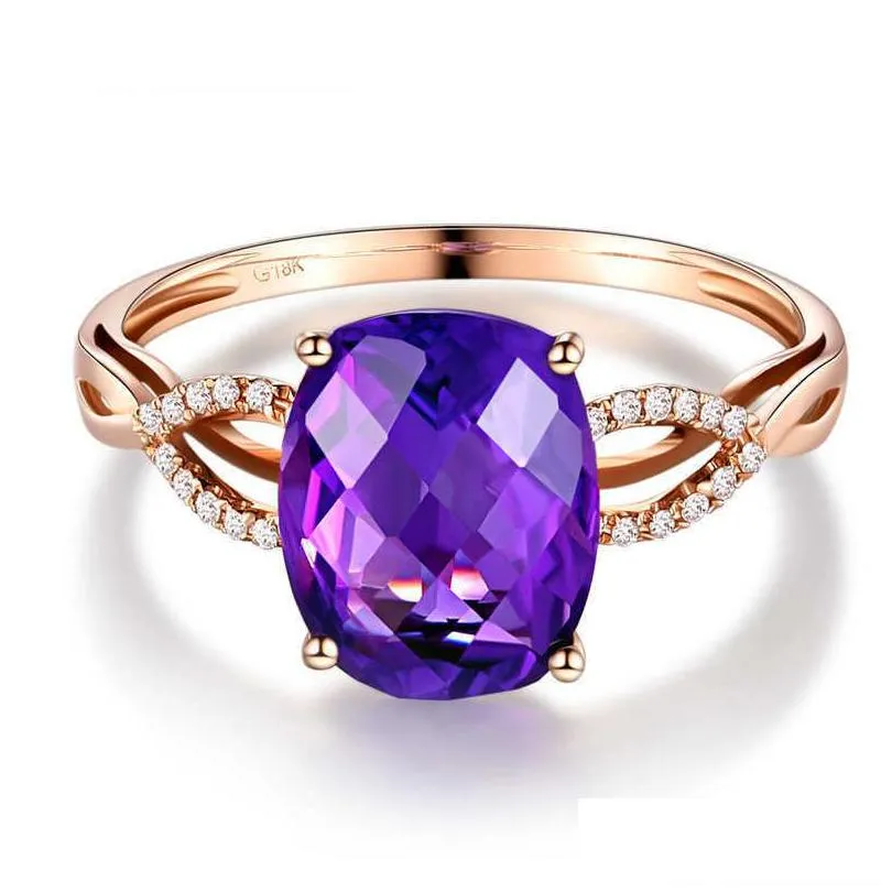 female amethyst ring new geometric ring color ring