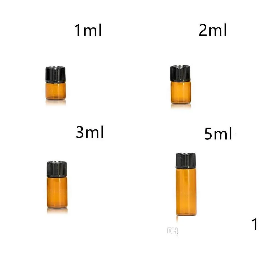 1ml 2ml 3ml 5ml amber dropper mini glass bottle  oil display vial small serum perfume brown sample container