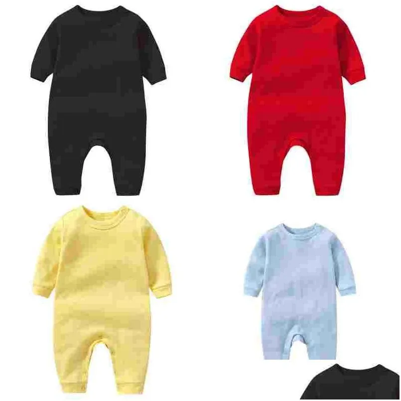  born baby jumpsuits infant solid colors rompers kids long sleeve onesies kid boys clothes 365 j2