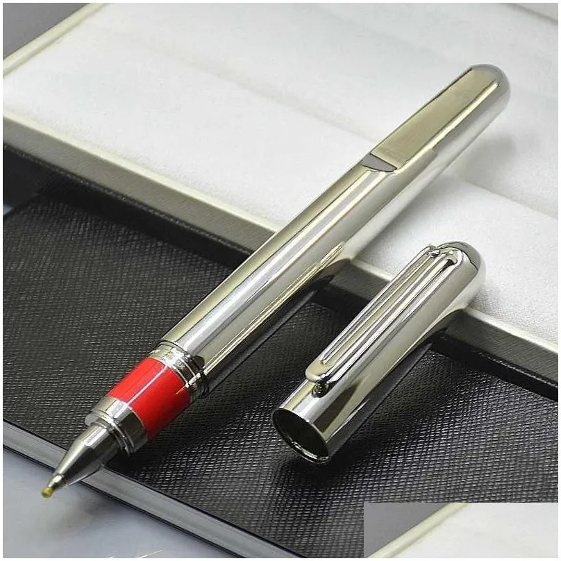 quality heavy metal silver top grey magnetic shut cap rollerball pen stationery business office supplies write men gift pens with set