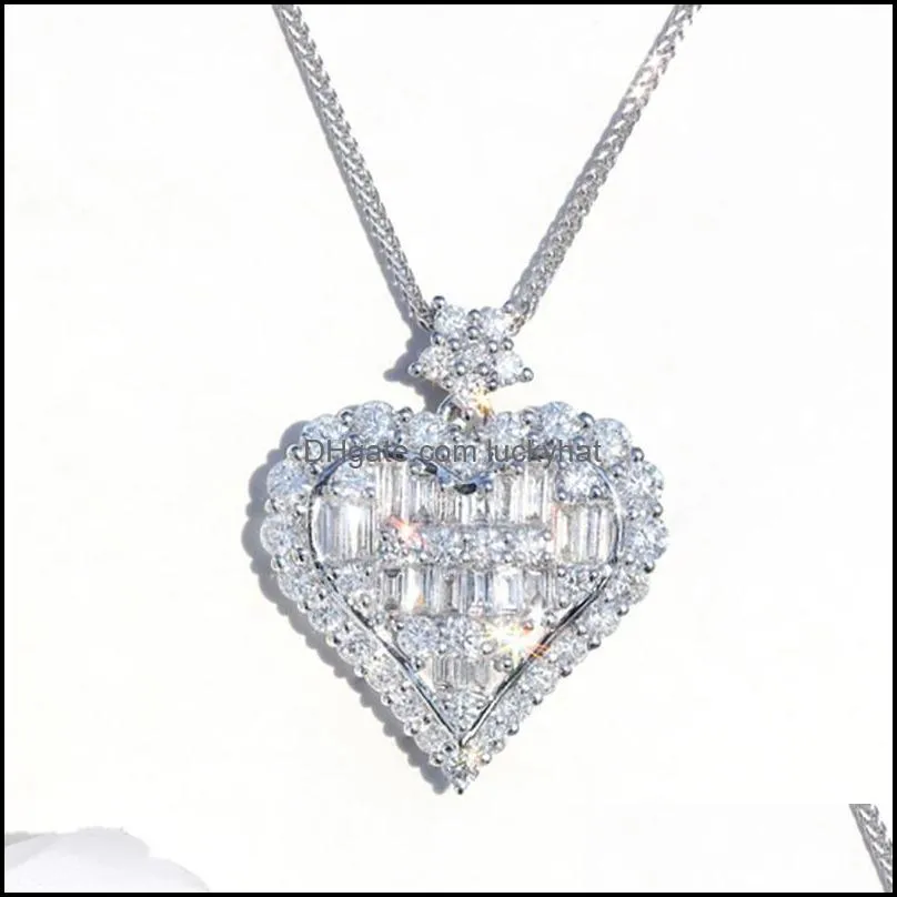 heart shape cubic zirconia charm necklace party dazzling pendent necklace jewelry heart necklace women