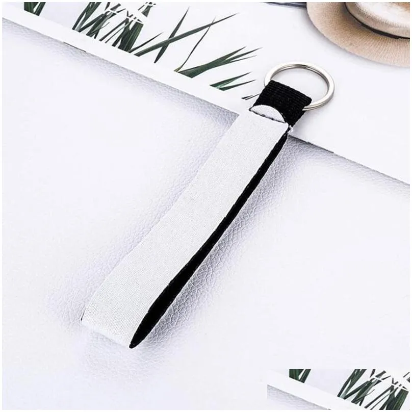 neoprene wristlet keychains favor sublimation print blank lanyard strap band split ring key chain holder hand wrist keychain for girls