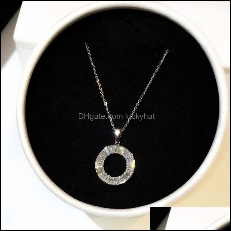 twinkling cubic zircon circle pendant necklace rhinestone crystal cz hollow round necklace jewelry