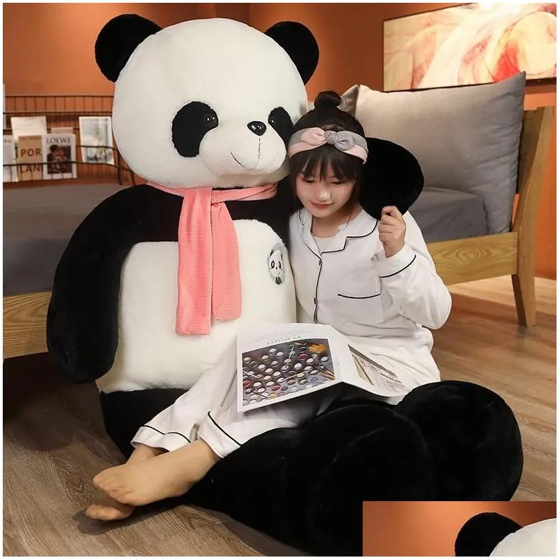 95cm cute baby big  scarf panda bear plush stuffed animal doll animals toy pillow cartoon kawaii dolls girls lover gifts 220409