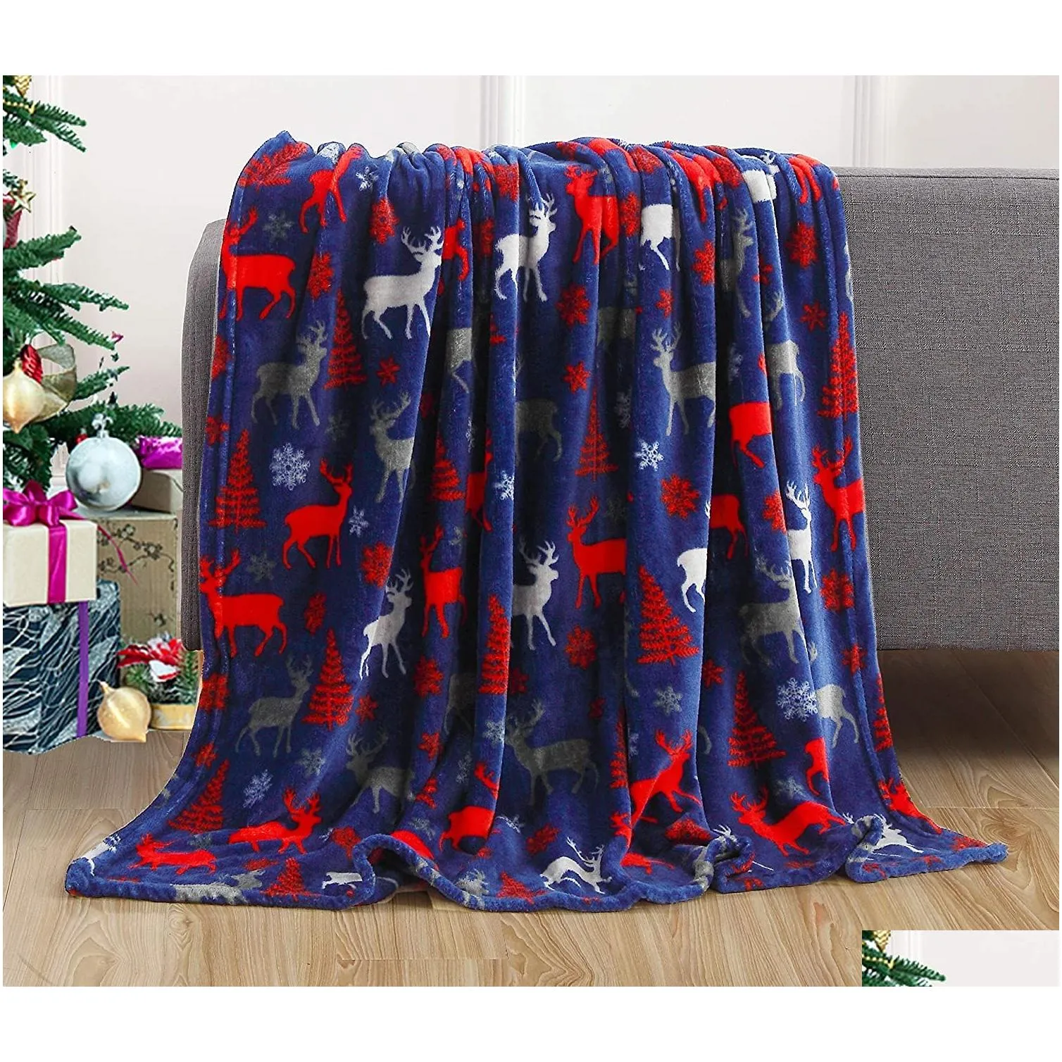 christmas fleece blanket throw blankets lightweight blankets for sofa bed camping thermal towel winter warm 150x200cm