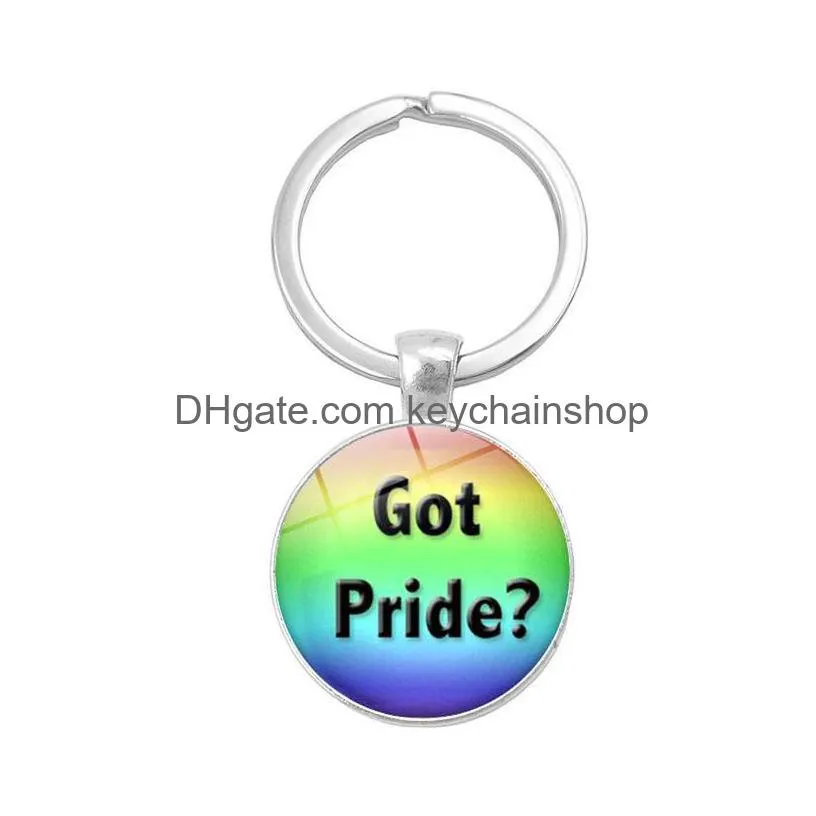 fashion gay lesbian pride sign keychains for women men rainbow color glass gemstone charm key chains lgbt jewelry accessories