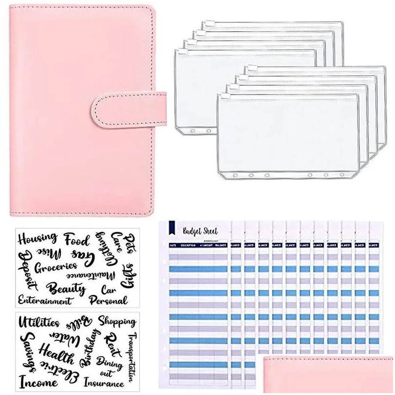 gift wrap a6 pu leather notebook binder budget 6 ring cash budget envelopes system 12 pieces expense sheets