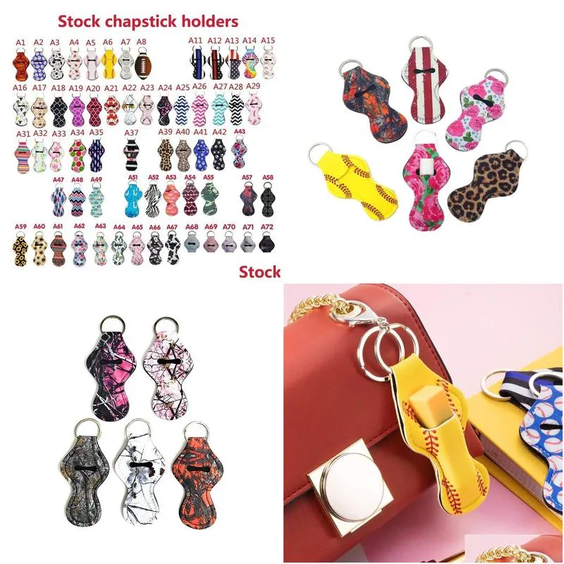 neoprene chapstick holder keychain party favor portable lipstick pouch