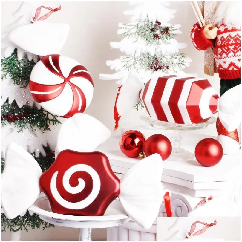 party decoration 32cm pendant christmas wedding decorations stage props red and white painted candy layout