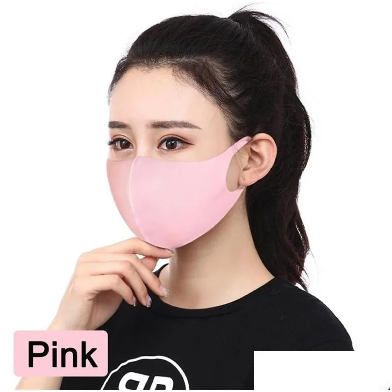 retail packaging face mask ice silk designer protective mouth cover dustproof reusable washable comfortable cotton black mask