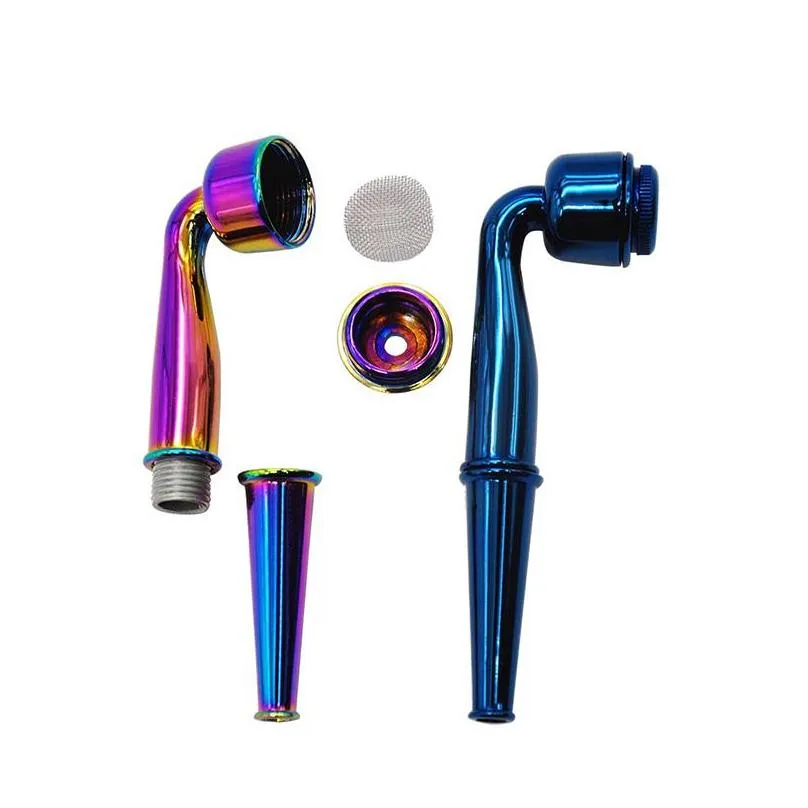 4 colors new streamlined colorful smoking pipes multicolor removable and washable metal pipe with cap delivery