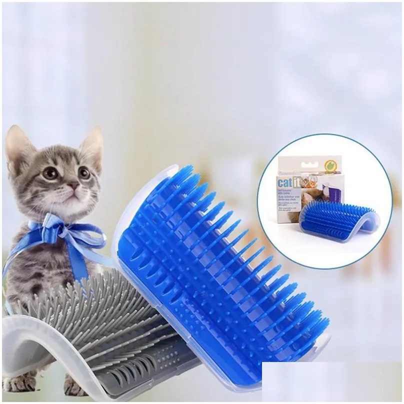 cat toys 4 color pet toy corner cats brush comb play plastic scratch bristles arch massager self grooming scratcher roduct