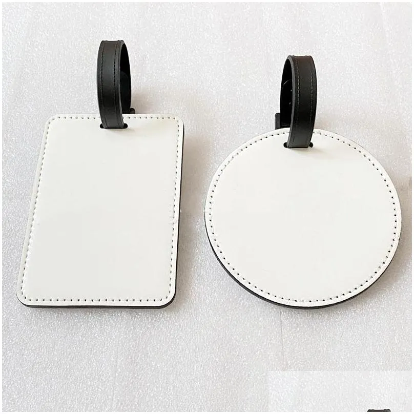 sublimation blank leather luggage tag party favor double sided heat transfer label tags creative diy keychain gift