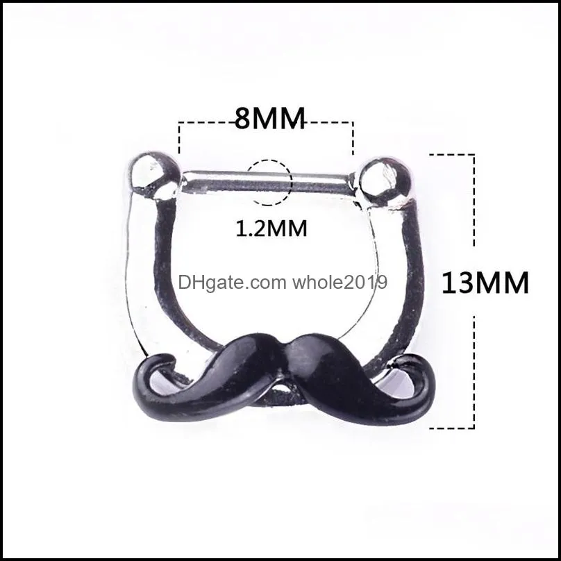 false noses stud beard stainless steel nose ring noseclip fashion trend nasal clip puncture jewelry ornament 3 5ll y2