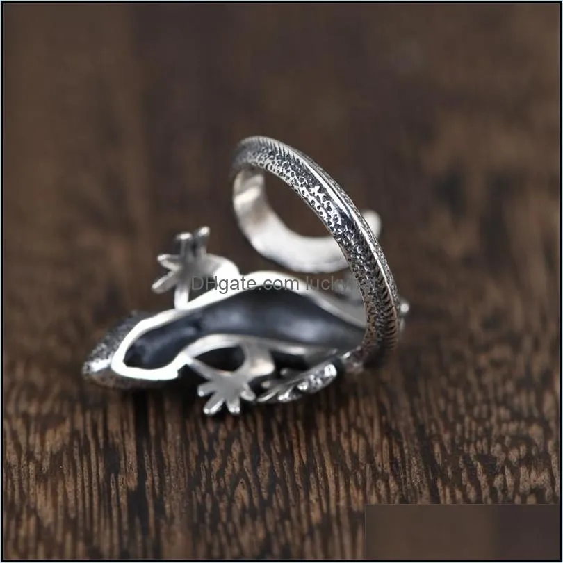 trendy personalized adjustable vintage lizard ring men cute cabrite gecko chameleon anole rings women animal jewellery gift punk1 618