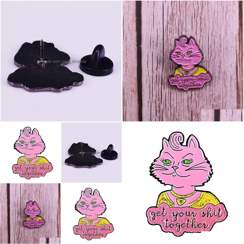 carolyn enamel pin cartoon tv series brooches for shirt lapel backpack banner badge pink cat lady jewelry gift for friends get your shit together