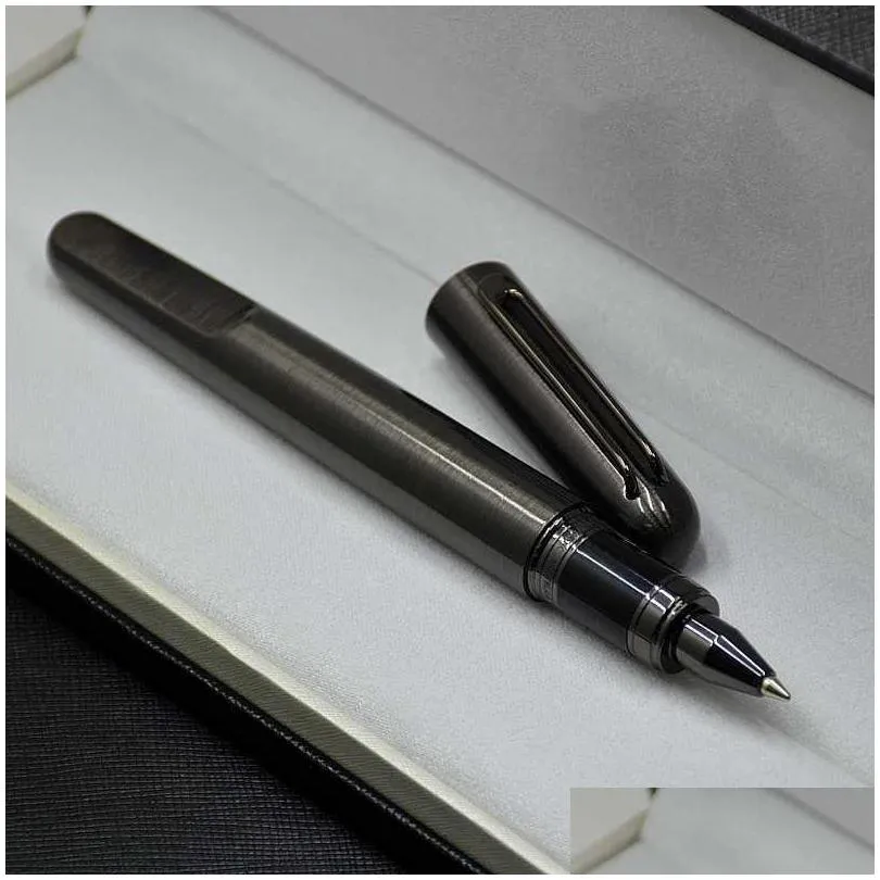 quality heavy metal silver top grey magnetic shut cap rollerball pen stationery business office supplies write men gift pens with set