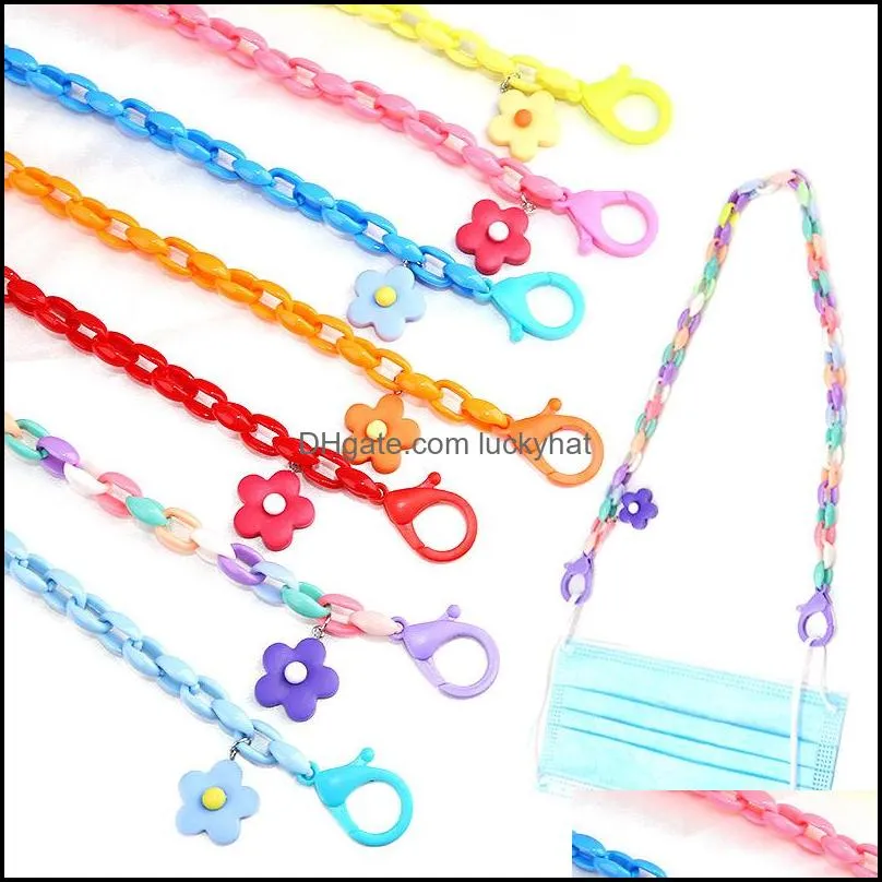 custom eyeglasses chains fashion acrylic eyeglasses chain for children antilost flower charm face mask sunglasses reading glasses lanyard holder