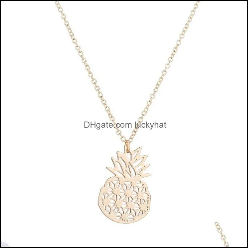 gold plated pineapple necklace stainless steel girls necklace