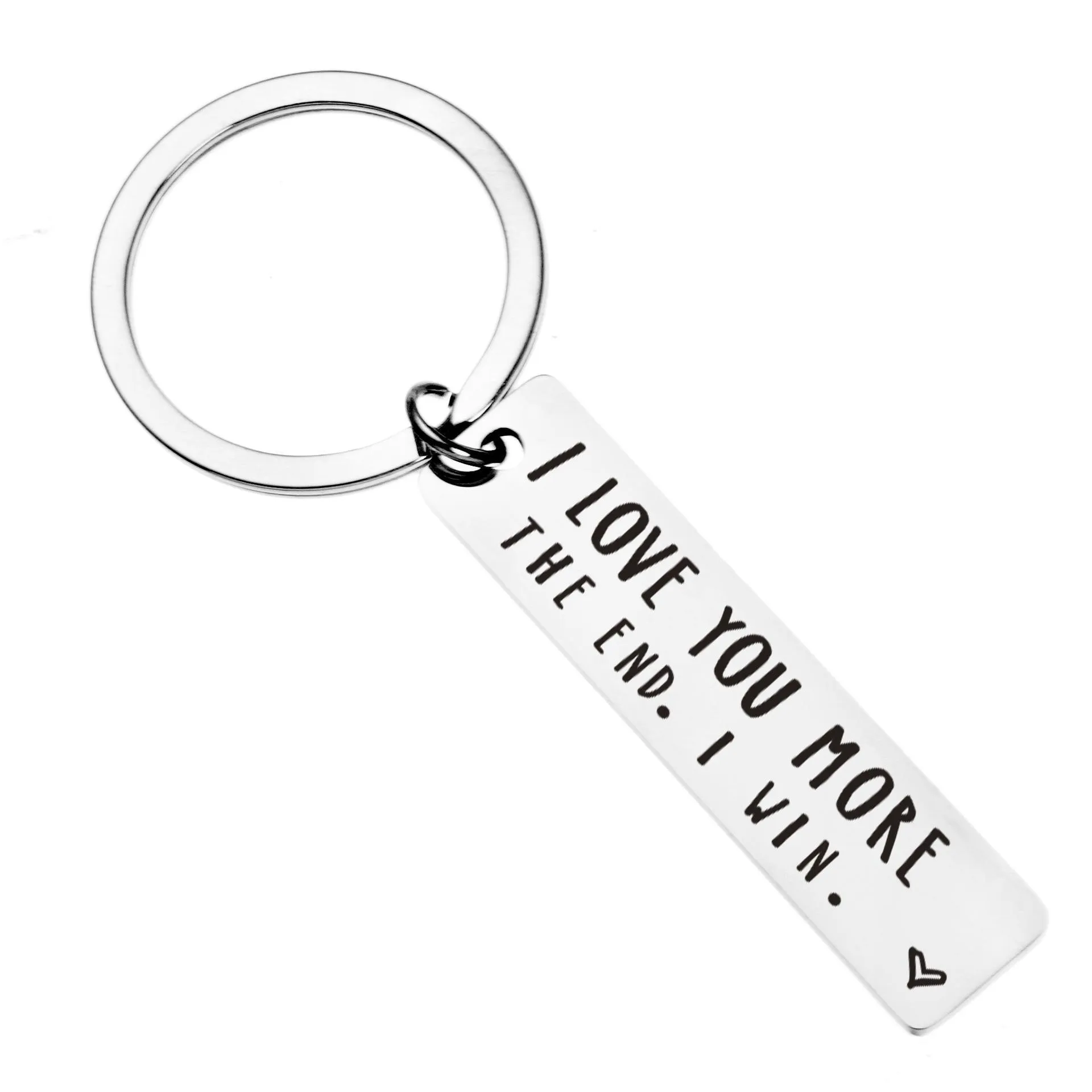 i love you most more keyrings the end i win couples keychain party favor stainless steel key holders