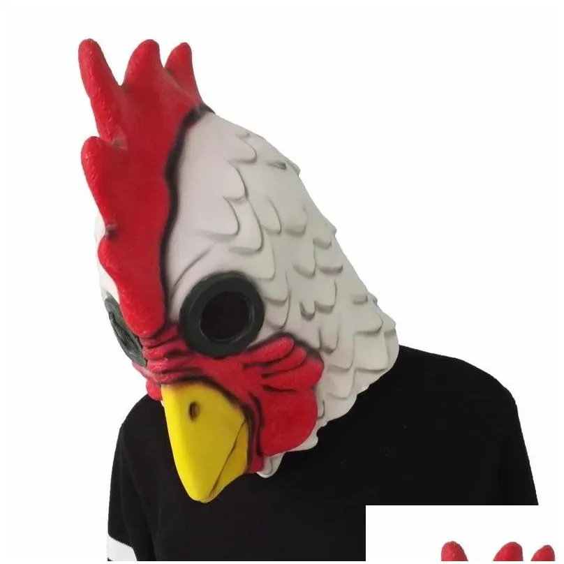 white latex rooster adults mad chicken cockerel mask halloween scary funny masquerade cosplay mask party mask 220704
