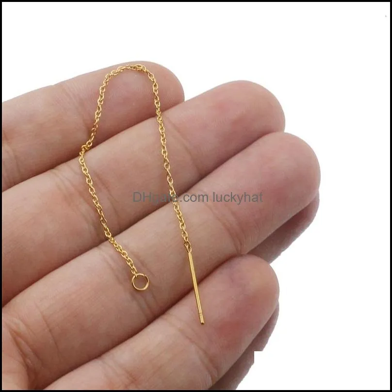 10pcs/set stainless steel gold long tassel chain drop sticker dangle drop earrings ear line earrings chain for diy jewelry makings 1519