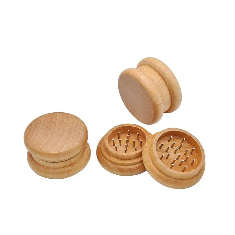 2 inch 53mm natural wooden cigarette tobacco spice herb grinder smoke crusher muller handmade