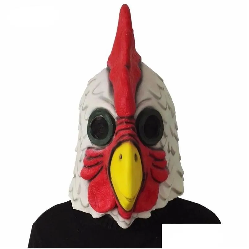 white latex rooster adults mad chicken cockerel mask halloween scary funny masquerade cosplay mask party mask 220704