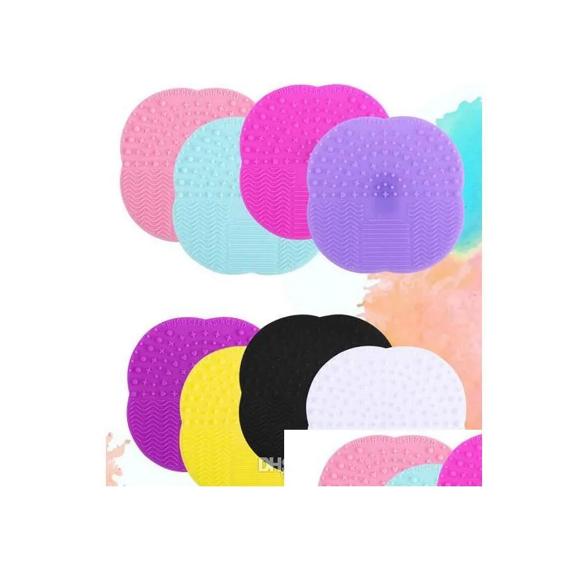 hot silicone makeup brush cosmetic brush cleaner cleaning scrubber board mat washing tools pad hand tool