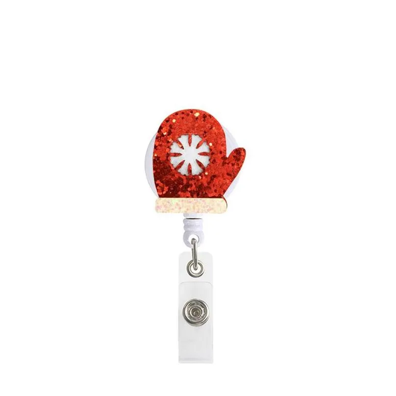 christmas decoration badge keychain party favor retractable pull cartoon id badges holder with clip office supplies