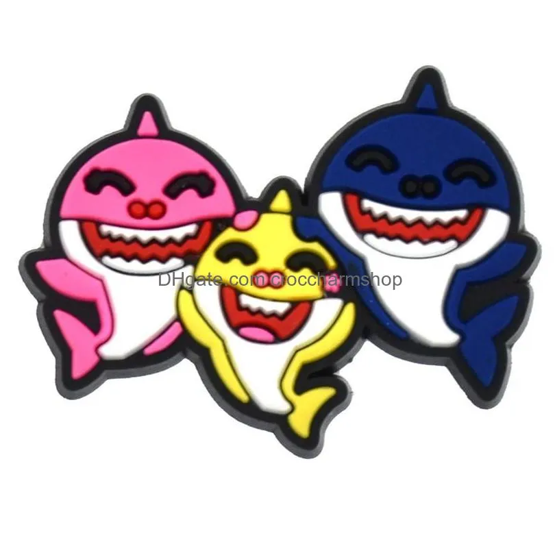 anime charms wholesale childhood memories shark ocean fish cartoon croc charms shoe accessories pvc decoration buckle soft rubber clog charms fast