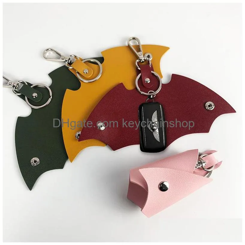 pu leather bat keychains holder mens animal pendant key chains rings fobs fashion design women bag charms silver metal car keyrings accessories handbag jewelry