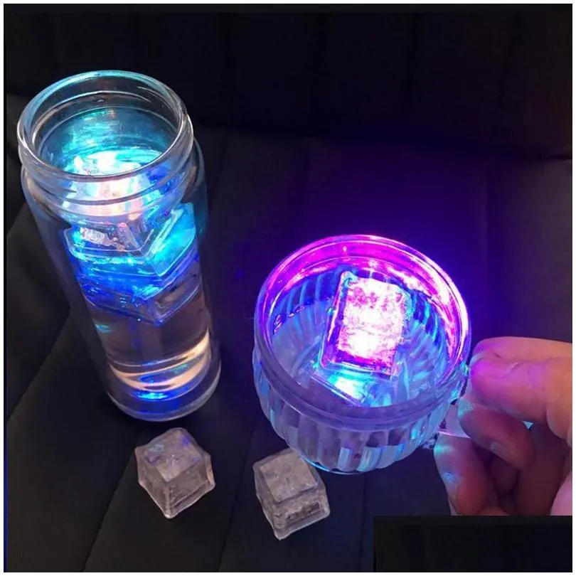 2021 flash ice cubes wateractivated led flashlight put into water drink bars wedding birthday christmas festival decor