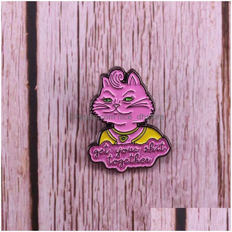 carolyn enamel pin cartoon tv series brooches for shirt lapel backpack banner badge pink cat lady jewelry gift for friends get your shit together