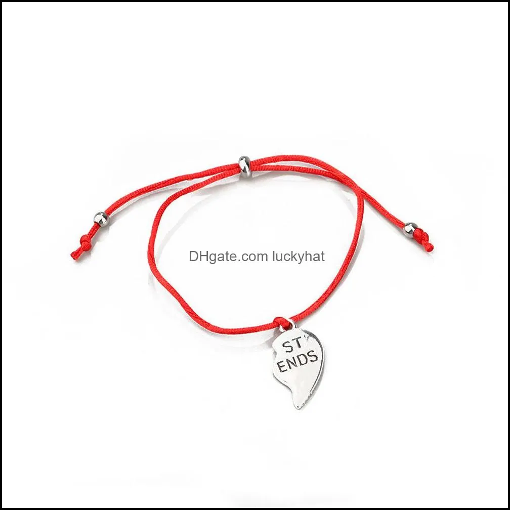 customizable bracelets alloy pendant red braided rope friendship bracelet simple couple jewelry