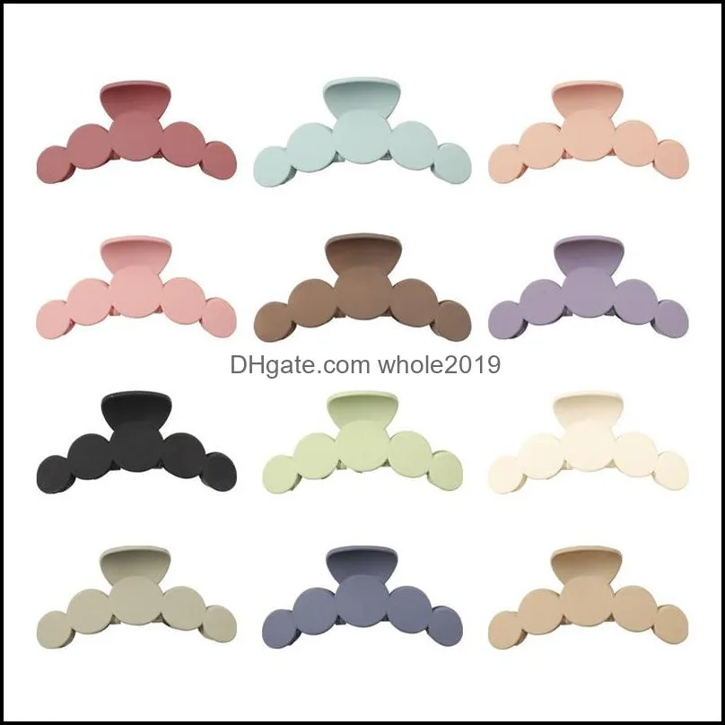 lady fiveround row plastic hair clamps women large size solid color ponytail hair clips claw korean girls head wear shower scrunchies hairpins 10