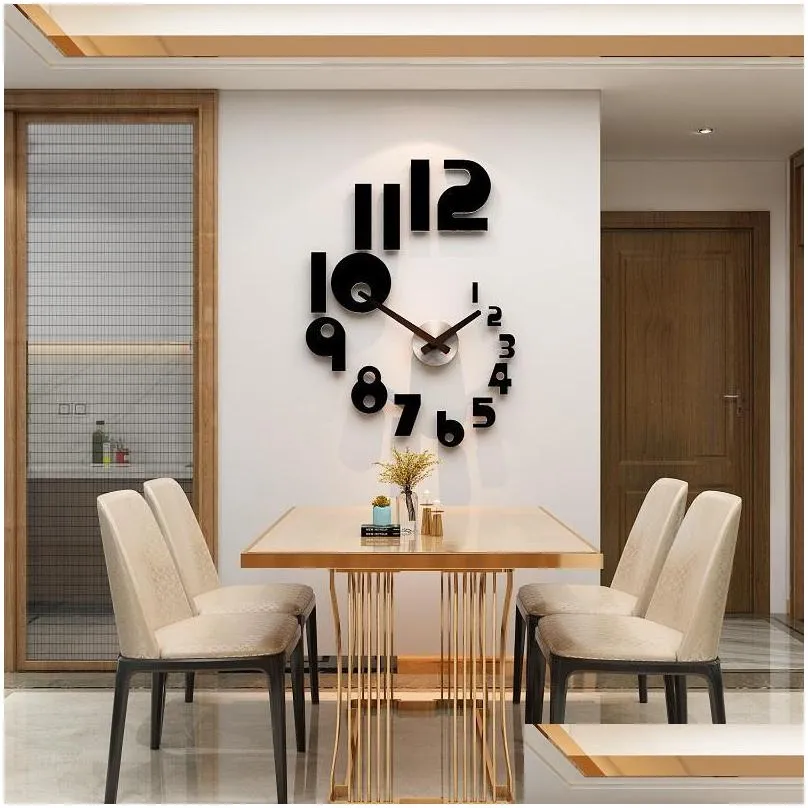 wall clocks creative numbers diy clock watch modern design for living room home decor acrylic mirror stickers