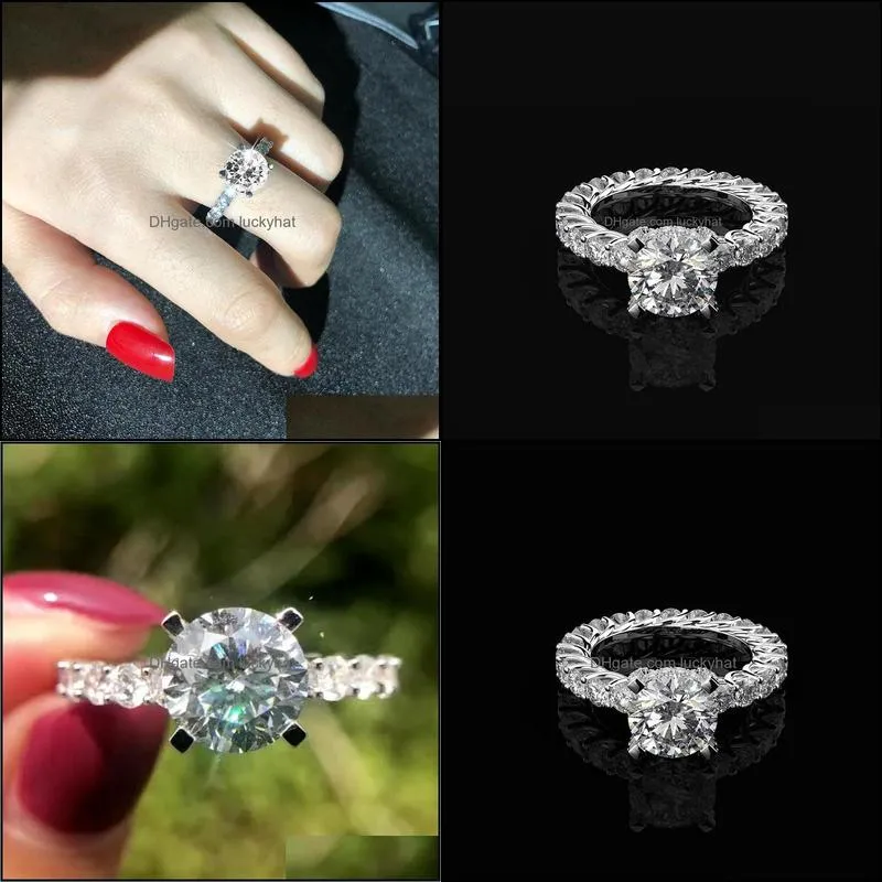 18k gold filled solitaire design high carbon diamond women wedding ring