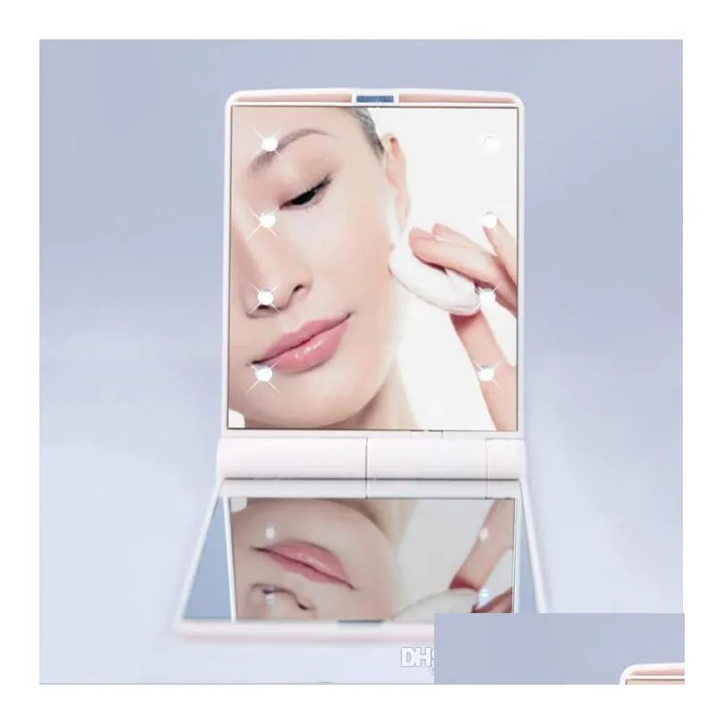 most popular pocket led makeup hd mirror with 8 led lights and touch screen smart dimming