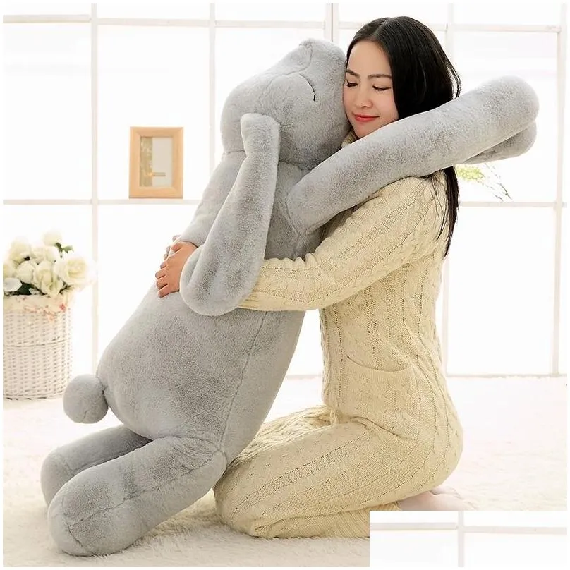 lovely  animal 90cm 120cm soft cartoon big ear bunny plush toy rabbit stuffed pillow girl gift 220409