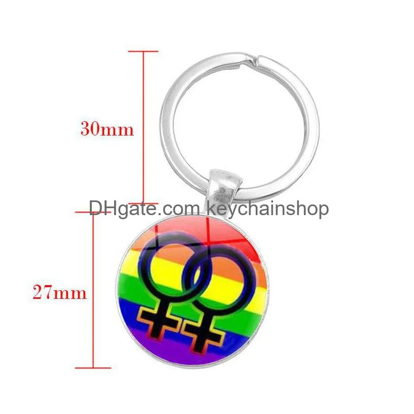 fashion gay lesbian pride sign keychains for women men rainbow color glass gemstone charm key chains lgbt jewelry accessories