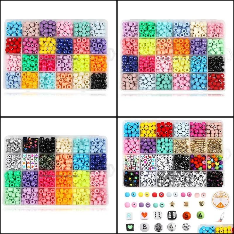 customizable beads 24grid childrens educational handmade beaded set colored pottery beads diy bracelet accessories material bag