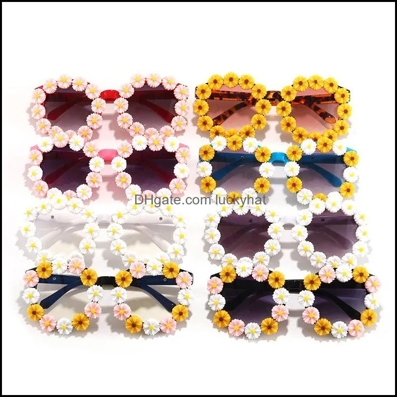 round kids sunglasses flowers women beach fashion floral summer party eyewear vintage 3438 q2