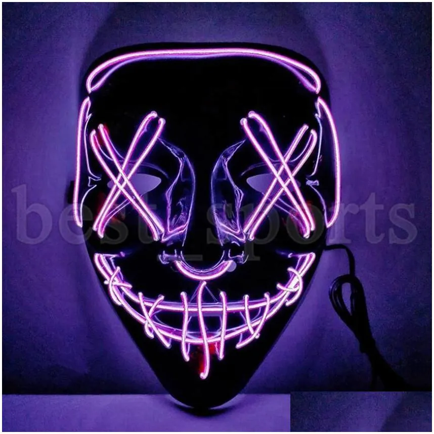 halloween horror mask cosplay led mask light up el wire scary glow in dark masque festival supplies 916